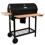 BBQ-Toro Carro de Barbacoa de Carbón Premium | Ø 42 x 80 cm | Ahumador Móvil | Parrilla de Barbacoa con Tapa | Con Mesas Laterales de Madera