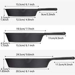 Overmont Pre-sazonado Sartén Ollas de Hierro Fundido para Freír, Utensilios de Cocina Seguros para Estufa, Barbacoa, Fogata, Varios Tamaños, Negro