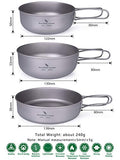 Boundless Voyage Ultraligero para Exteriores Juego de tazón de Titanio 3PCS Juego de Utensilios de Cocina Picnic Titanium Pan