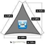 AMANKA - Toldo de Protección Solar UV Triangular - 5 x 5 x 5 m.