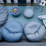 Lumaland Sofá Puff Redondo Grande 320l con Respaldo & Relleno Incluido - Sillón Relax Impermeable para Exterior - Mueble Ideal para Salón, Jardin y Terraza - 90 x 50 cm/Gris Acero