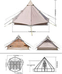 Ballsea Tienda de campaña para 4 Personas, Tienda Hexagonal, Hecha de Tela Oxford, Suelo de PVC, Transpirable e Impermeable 3,5 x 2,5 x 2,1m