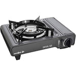 Brunner Devil SD - Hornillo con termopar (Encendido piezoeléctrico Integrado y quemadores de Aluminio, 30 mbar, 2,5 kW), Color Negro, 34 x 28 x 12 cm