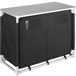 TecTake 800747 Cocina de Camping, Aluminio, Plegable para Exteriores, Patas Ajustables, Compartimentos, Negro, Incl. Bolsa de Transporte - Varios Modelos (Tipo 5 | No. 403348)