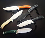 JEO-TEC Nº9 Cuchillo Supervivencia Caza Monte bushcraft Camping Outdoor Campo - Funda de Piel con pedernal y Piedra afilar incluidos - Acero MOVA-58 - Fabricado en España