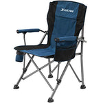 XGEAR Silla Plegable de Camping portátil con Brazo Duro con Soporte para Tazas y Bolsa de Almacenamiento para Exteriores, Pesca, Festival, Picnic (Azul)