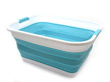 SAMMART Cesta de lavandería de plástico Plegable - Contenedor/Organizador Plegable de Almacenamiento portátil - Tina de Lavado portátil - Cesta/Cesta de Ahorro de Espacio (Azul Brillante)