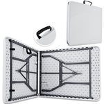 Kesser® Mesa Plegable de plástico 183 x 76 cm Mesa de Camping Mesa de Fiesta Mesa Plegable Mesa de jardín para jardín, terraza y balcón Plegable 6 Personas Incluye asa, Blanco