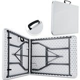 Kesser® Mesa Plegable de plástico 183 x 76 cm Mesa de Camping Mesa de Fiesta Mesa Plegable Mesa de jardín para jardín, terraza y balcón Plegable 6 Personas Incluye asa, Blanco