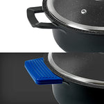 Set de Cocina Titanio de 25 Piezas | 4 Tapas de Vidrio Templado | Aluminio + Titanio y fondo de piedra antiadherente | Base Multisuperficie incluida HORNO