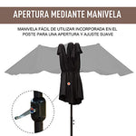 Outsunny Sombrilla Doble Parasol Grande 4.6x2.7m Sombrilla Jardín Patio con Manivela Manual Resistente al Agua y Protección Solar UV para Terraza Playa Piscina Negro