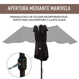 Outsunny Sombrilla Doble Parasol Grande 4.6x2.7m Sombrilla Jardín Patio con Manivela Manual Resistente al Agua y Protección Solar UV para Terraza Playa Piscina Negro
