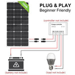 Placa Solar de 100 Watts de 12 voltios aplicable para autocaravana, campervan, caravana, hogar,