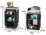 Juego de 2 – Cocina de camping robusta, estable, con protección contra el viento plegable + armario de camping resistente a la intemperie plegable