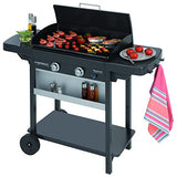 Campingaz Plancha de Gas EX, 2 Quemadores de Acero, 7.5 kW de Potencia, Carrito y 2 Mesas Plegables, Plancha Grande Antiadherente