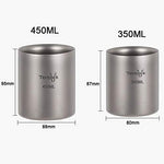Taza de Titanio Portátil para Camping, Senderismo, Cocina, pícnic 350 ml / 450 ml