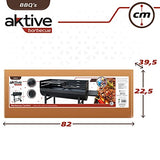 AKTIVE 52897 - Barbacoa carbón y leña de doble parrilla 97 x 42 x 96 cm; 2 alturas regulables, depósito de cenizas extraíble y fácil de limpiar, bandeja para utensilios, 2 ruedas para fácil transporte