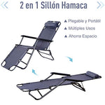 Outsunny Tumbona Inclinable Acero Plegable con Almohada Playa Camping Piscina Hamaca 178x60x29cm Gris