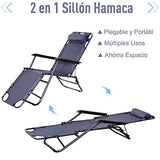 Outsunny Tumbona Inclinable Acero Plegable con Almohada Playa Camping Piscina Hamaca 178x60x29cm Gris