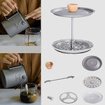 Boundless Voyage Taza de café de titanio al aire libre de prensa francesa olla de camping olla de cocina olla de viaje capacidad 750 ml máx. Ti1581A