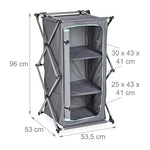Relaxdays Armario de Camping Plegable con asa, Almacenamiento Estable para Cocina de Camping, 96 x 53,5 x 53 cm, Color Gris