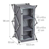 Relaxdays Armario de Camping Plegable con asa, Almacenamiento Estable para Cocina de Camping, 96 x 53,5 x 53 cm, Color Gris