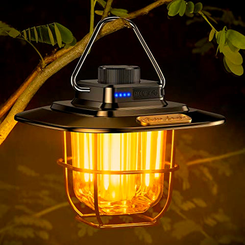Linterna Camping Recargable Retro LED Regulable 5200 mAh Power Bank 3 Modos  Vintage lampara camping para Emergencia Exteriores Senderismo Pesca