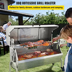 VEVOR Parilla de Barbacoa Exterior 40 W Acero Inoxidable Barbacoa Asador 60 kg, 147x45x87 cm Altura Ajustable 4,3"-12,2" Kit de Asador Universal Parrilla con Cubierta y Ruedas Bloqueables para Camping