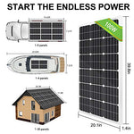 Placa Solar de 100 Watts de 12 voltios aplicable para autocaravana, campervan, caravana, hogar,