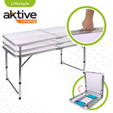 Aktive Mesa maletín regulable en altura con 4 taburetes para camping