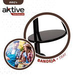 Barbacoa carbón portátil Aktive Ø42x74 cm Redonda | 3 alturas regulables | 2 ruedas para facilitar el transporte | Montaje rápido y fácil | Parrilla con dos mangos extraíbles