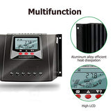 Controlador Solar de Carga de 60A 12V/24V/36V/48V Voltaje de Identificación Automática Regulador Inteligente con Pantalla LCD para Sistemas Solares Domésticos
