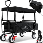 KESSER® Carro de Mano Plegable con Techo Carro de Mano para el Transporte de Equipos | Incluye 2 Bolsillos de Malla y un Bolsillo Exterior | Neumáticos de Goma Maciza | 100 kg Capacidad
