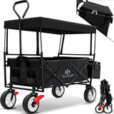 KESSER® Carro de Mano Plegable con Techo Carro de Mano para el Transporte de Equipos | Incluye 2 Bolsillos de Malla y un Bolsillo Exterior | Neumáticos de Goma Maciza | 100 kg Capacidad