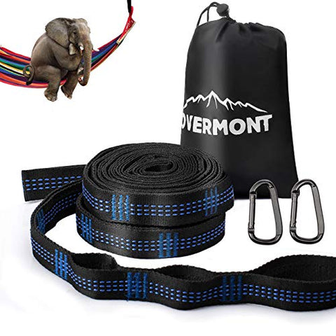 Overmont 2 Pcs Hamaca Correas para Arbol Colgante Cuerda de Hamaca Accesorios Sujetar Cinturón de Suspensión 280cm*5cm con 2 Ganchos Mosquetones Soporta 300 Kg con 18 nodos