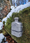 iBasingo Juego De Tazas De Cantina Militar De Matraz De Titanio Botella De Agua Tipo RiñóN De 1100 Ml Juego De Hervidor De Agua Para Exteriores Utensilios De Cocina Para Acampar Con Bolsa De Camuflaje
