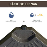Outsunny Base para Sombrilla en 4 Partes Rellenable de Arena y Agua Desmontable para Jardín Patio al Aire Libre 100x100x10,5 cm Café
