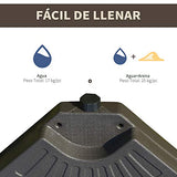 Outsunny Base para Sombrilla en 4 Partes Rellenable de Arena y Agua Desmontable para Jardín Patio al Aire Libre 100x100x10,5 cm Café