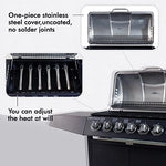 CCLIFE Barbacoa Gas 6+1 Quemadores BBQ Parrilla Barbacoa Gas con Bandeja de Goteo Aceite y Mesas laterales y Tapa y Ruedas, para Jardin, Terraza, Camping