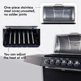 CCLIFE Barbacoa Gas 6+1 Quemadores BBQ Parrilla Barbacoa Gas con Bandeja de Goteo Aceite y Mesas laterales y Tapa y Ruedas, para Jardin, Terraza, Camping