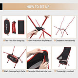 WOLTU Silla de Camping Silla Plegable Ultraligera y Portátil con Bolsa de Transporte, Silla para Acampar Fácil Transporte, para Playa,Pesca y Acampada Soporta hasta 140 KG Rojo + Negro CPS8133rt