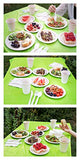 Dakimasu Platos y Cubiertos Desechables - 130 Piezas - Juego Completo para Fiestas y Picnic con Platos, Cucharas, Tenedores, Cuchillos, Tazas, Servilletas, Manteles - Compostable y Eco Friendly