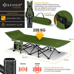 KESSER® Cama plegable plegable para camping con bolsa de transporte + bolsillo lateral de 190 x 67 x 35 cm hasta 250 kg, tubo de metal 600D, tela Oxford estable, portátil, viaje cómodo