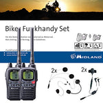 Midland G9 Pro Biker Kit C923.S1 2 x Auricular de Casco de Moto Impermeable Walkie Talkies con Botón de Emergencia Alta Potencia de Transmisión