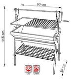 IMEX EL ZORRO 71763 Barbacoa con Parrilla-Plancha y Elevador, Negro, 60 x 50 x 115 cm