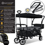 KESSER® Carro plegable GT9000 con techo de mano, incluye sistema de cinturón de 3 puntos, plegable, neumáticos de goma sólida, hasta 80 kg, freno delantero y trasero + bolsa de transporte negro/gris