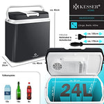 KESSER® Nevera eléctrica portátil de 24 litros | FRIGORÍFICO Y CALORÍFICO | Enfriador termoeléctrico de 12 y 230 voltios | Minifrigorífico | para el Coche y el Camping