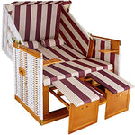 TecTake 800805 Sillón de Playa, Tumbona, Hamaca para jardín XXL, Banco Doble con toldo + Funda + 4 Cojines (Blanco/Rojo)