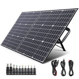 Placa solar de 100 W, 18 V, panel solar portátil ETFE con salidas USB/QC 3.0/TPYE-C PD 60 W/DC/MC4, cargador solar MPPT soporte ajustable para generador