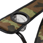 THE SECRET HOME - Silla de Camping Plegable - Asiento Portátil y Ultraligero para Exteriores - Ideal para Acampada, Camping, Pesca (Camuflaje - con Reposabrazos)